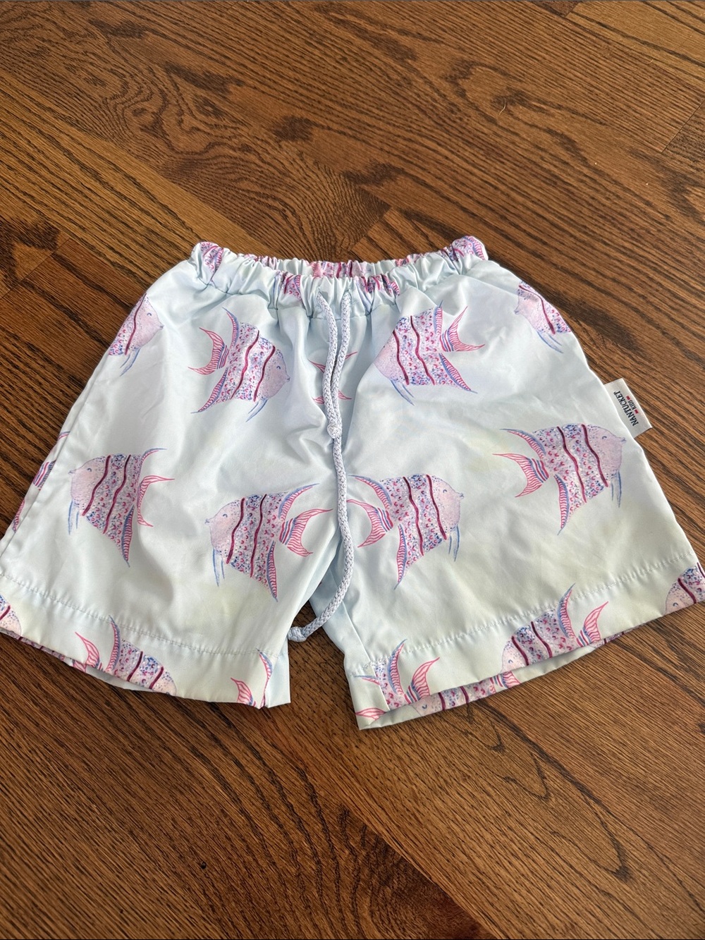 Nantucket Kids Light Blue Swim Trunks with Pink Fish Print 18-24 months